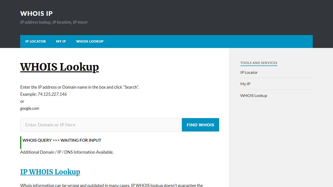 IP Whois Lookup | Domain WHOIS Lookup | WHOIS IP