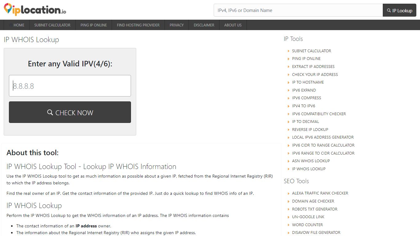 IP WHOIS Lookup - IPLocation